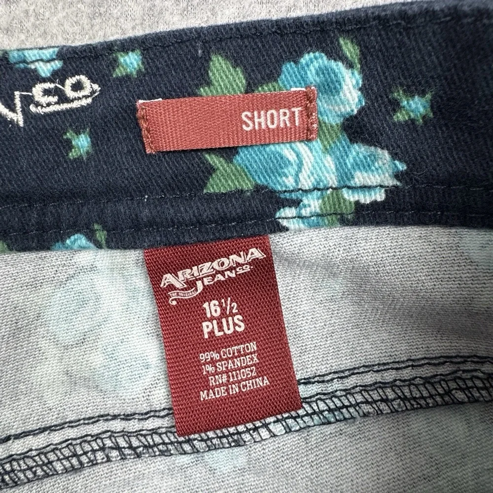 Arizona Jean Co. Floral Short Shorts Girls 16 1/2 Plus Raw Hem Denim Boho NWT
